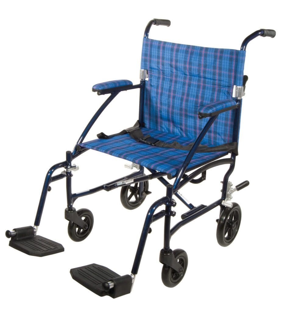 Fly Lite Ultra Lightweight Blue Transport Wheelchair - dfl19-bl