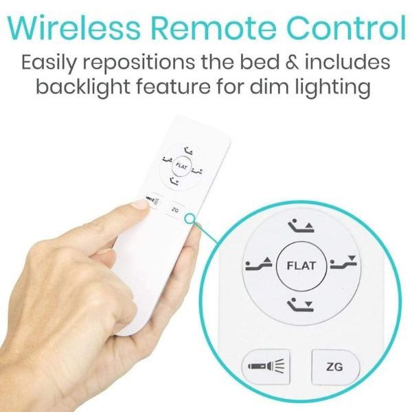 Wireless remote for electric bed frame